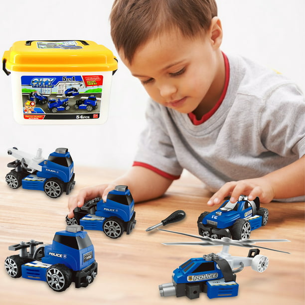 Yexmas 7-in-1 Take Apart Construction Truck Toy with Storage Box – STEM Learning Toy & DIY Building Play Set for 4 - 5 -6 - 7 - 8 Years Kids Boys Girls