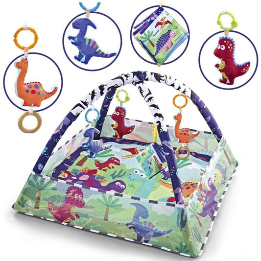 TEAYINGDE Baby Plays Mat Gym Activity Play Mat with 4 Hanging Removable Toys Newborn Infant Baby Toddlers Floor Crawling Mat Play Gym for Kids Boys & Girls(No Ball)