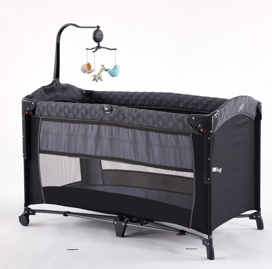 TEAYINGDE 5 in 1 Baby Playard with Bassinet, Nursery Center Playard, Black