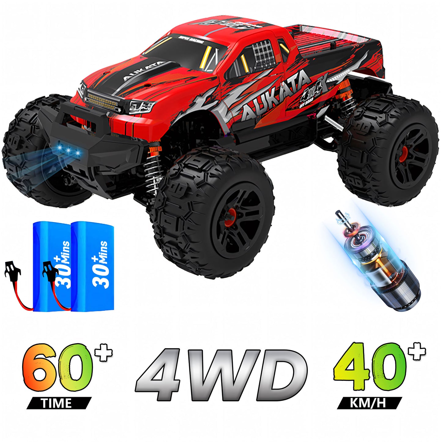 Yexmas 1:16 High-Speed RC Car ,40KM/H All Terrain Remote Control Car , 2 Batteries Gifts Toys for Kids Adults