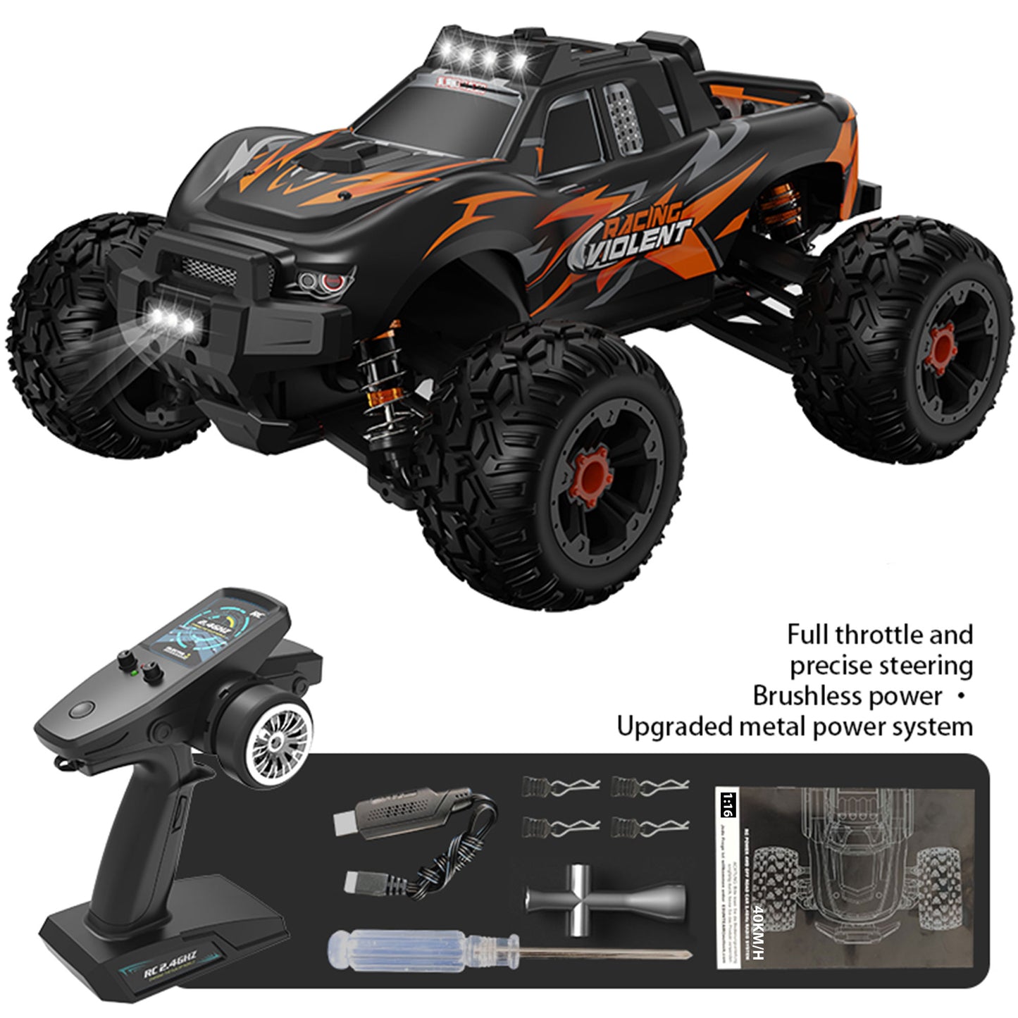 Yexmas Fast RC Cars for Adults 40KM/H All Terrain High-Speed Remote Control Car , 4WD 1:14 Scale RC Truck with 70 Min Runtime, 2 Batteries Gifts Toys for Kids Green&Blue