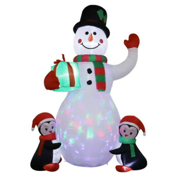 Yexmas 6.3FT Christmas Inflatable Snowman with Penguins Gift Box, Blowup Christmas Decoration with LED Lights for Holiday/Party/Xmas/Yard/Garden Decorations