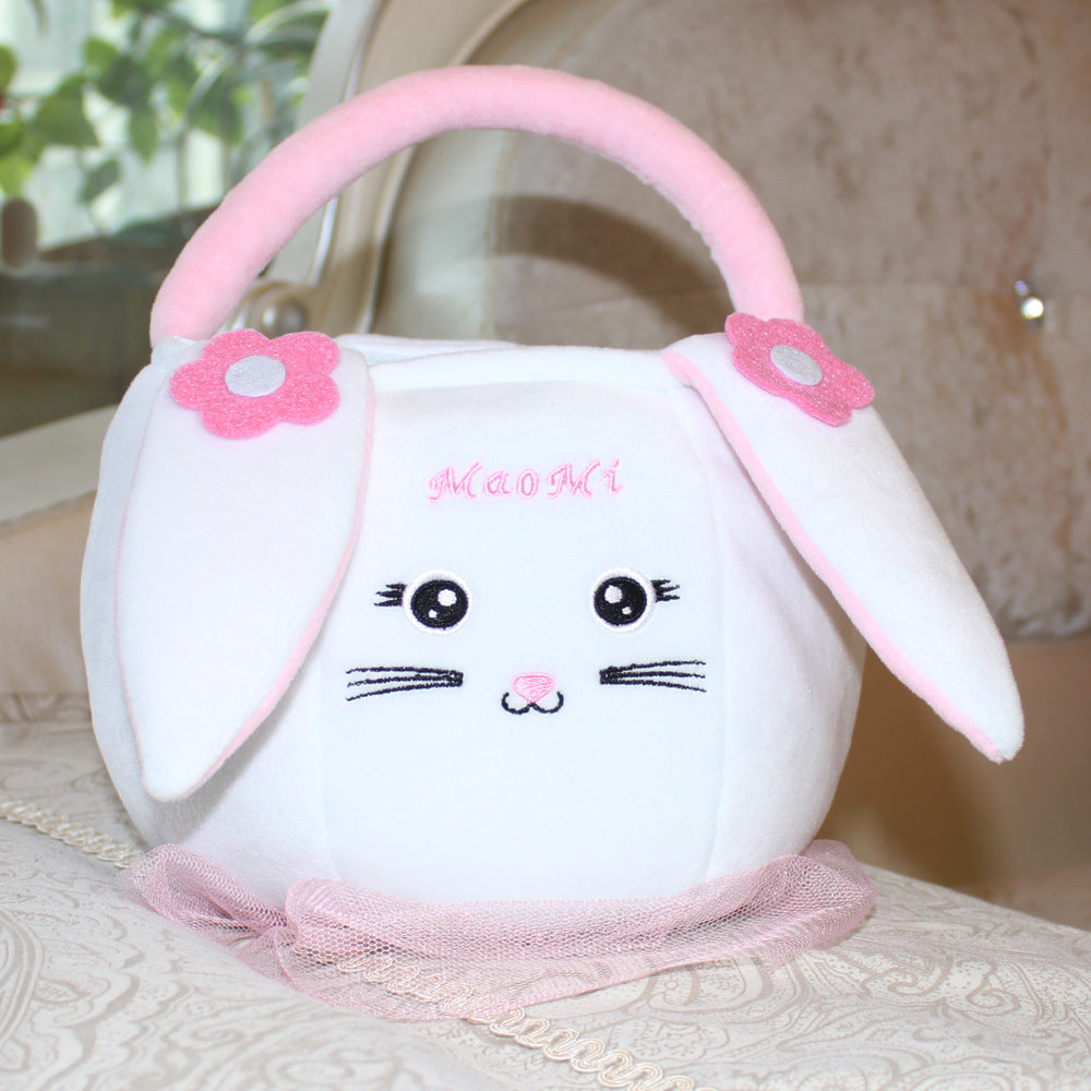 Yexmas Easter Basket Plush Easter Bunny Bags Easter Basket Rabbit Buckets Easter Tote Bags Children Gift Storage Handbag Easter Basket Stuffers