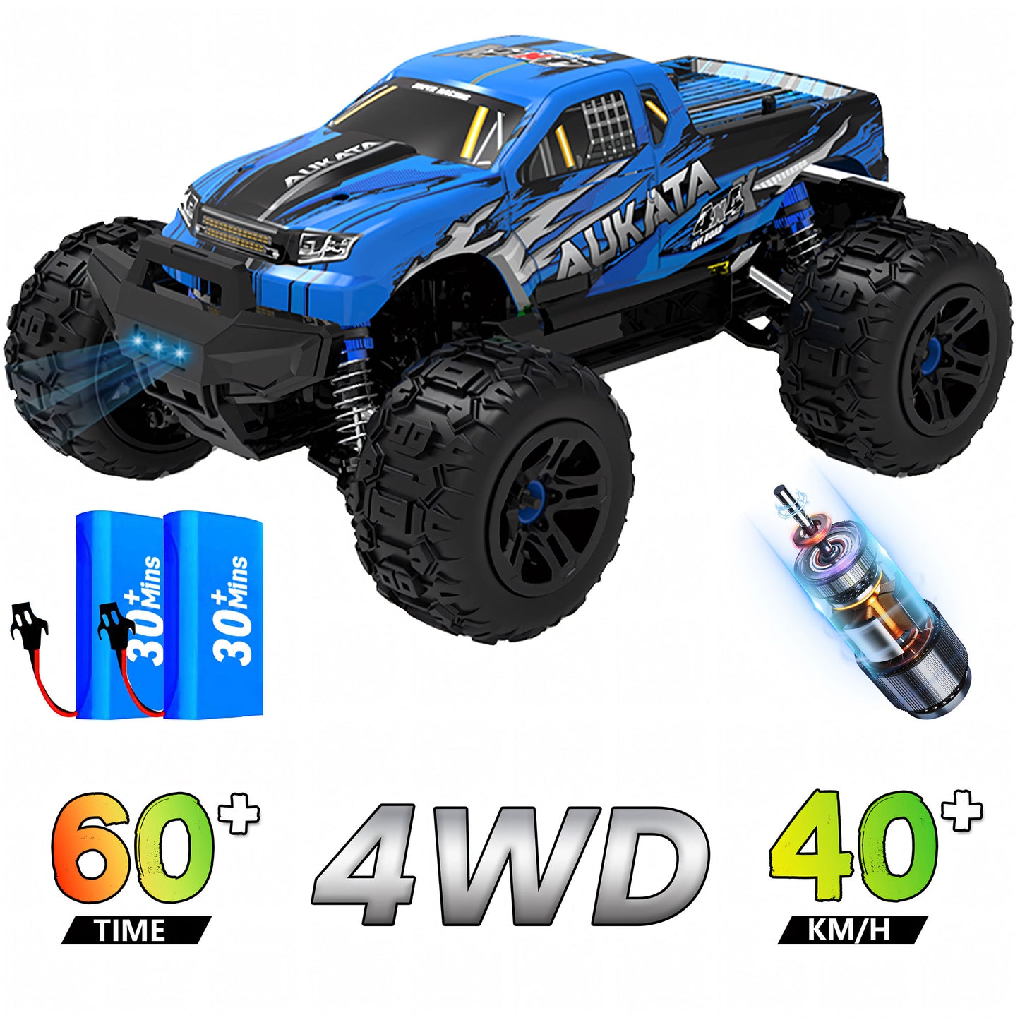 Yexmas 1:16 High-Speed RC Car ,40KM/H All Terrain Remote Control Car , 2 Batteries Gifts Toys for Kids Adults