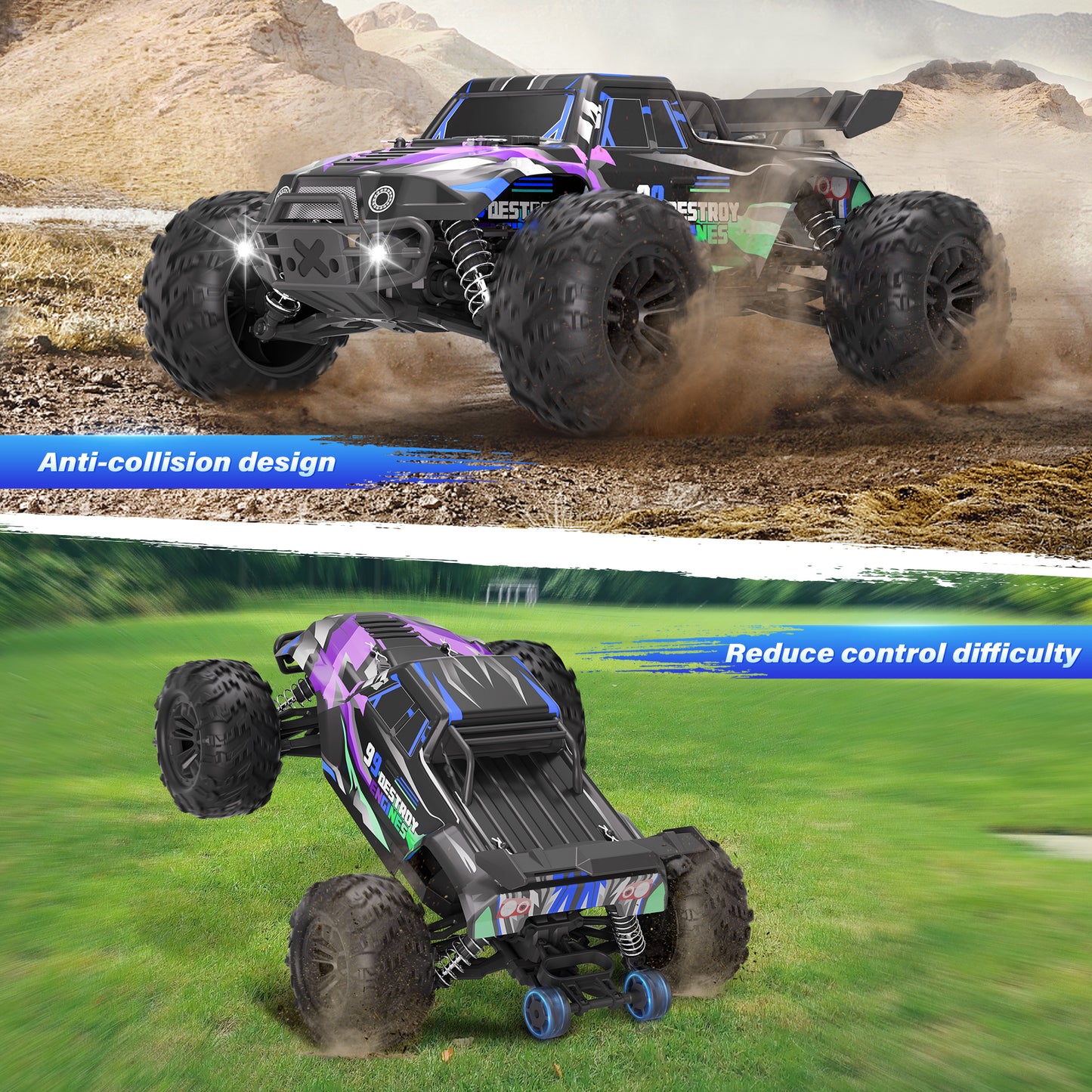 Yexmas 1:16 Scale Fast Large RC Car,40KM/H All Terrain High Speed Remote Control Car, 4x4 RC Truck with 60 Min Runtime,2 Batteries,Gifts Toys for Kids & Adults,Black