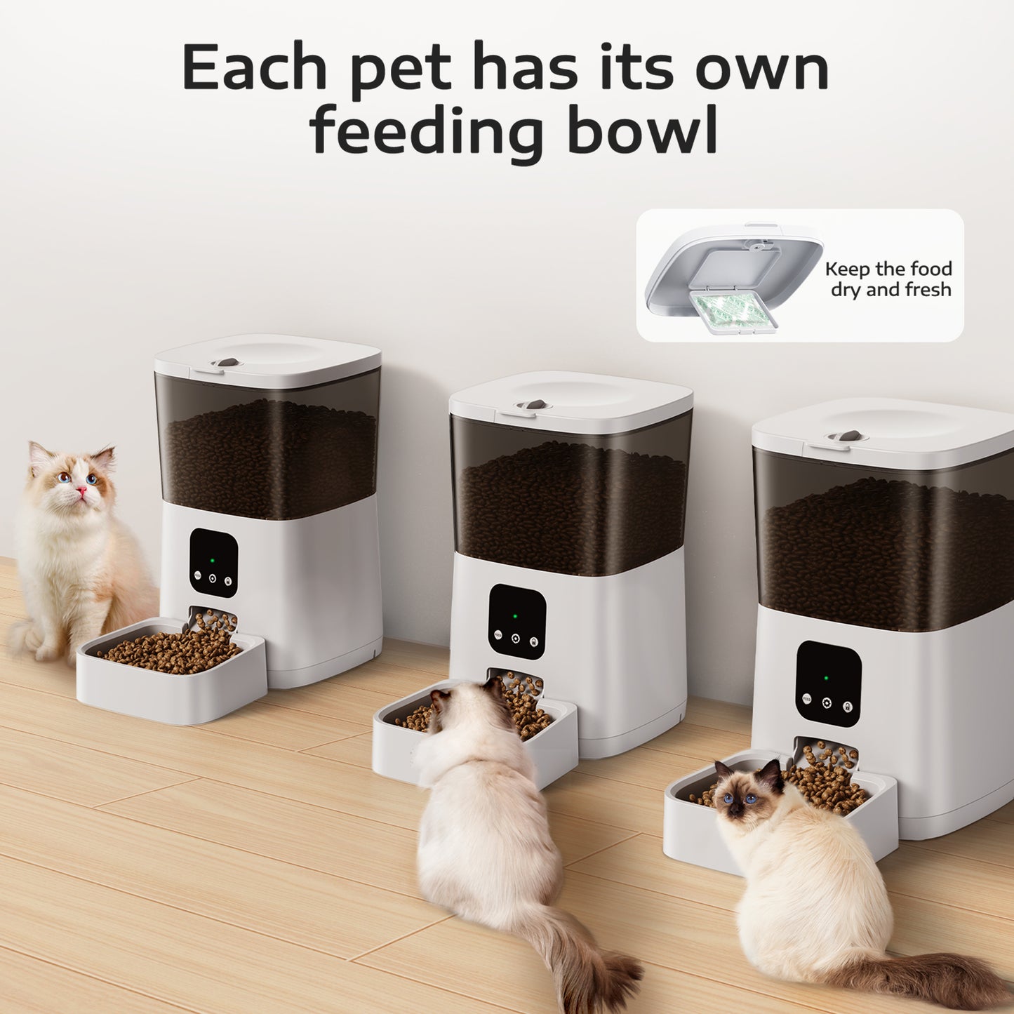 Zoolike WIFI Automatic Cat Feeder with APP Remote Feeding, Smart Service for Cats and Dogs, 5L, White