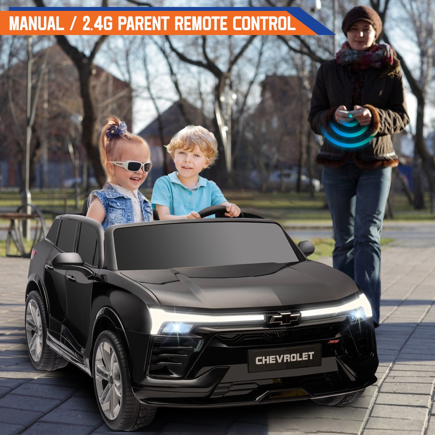 24V Kids Ride on Car, Licensed Chevrolet Blazer EV SS 2 Seater Ride on Toy Truck with Remote, Electric Cars for Kids Boys Girls, LED Lights,MP3 Music, Bluetooth