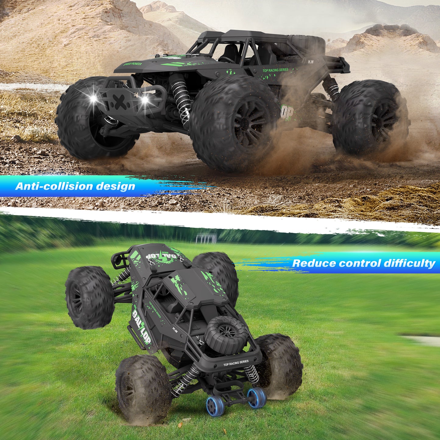 Yexmas 1:16 Scale Fast Large RC Car,40KM/H All Terrain High Speed Remote Control Car, 4x4 RC Truck with 60 Min Runtime,2 Batteries,Gifts Toys for Kids & Adults,Black