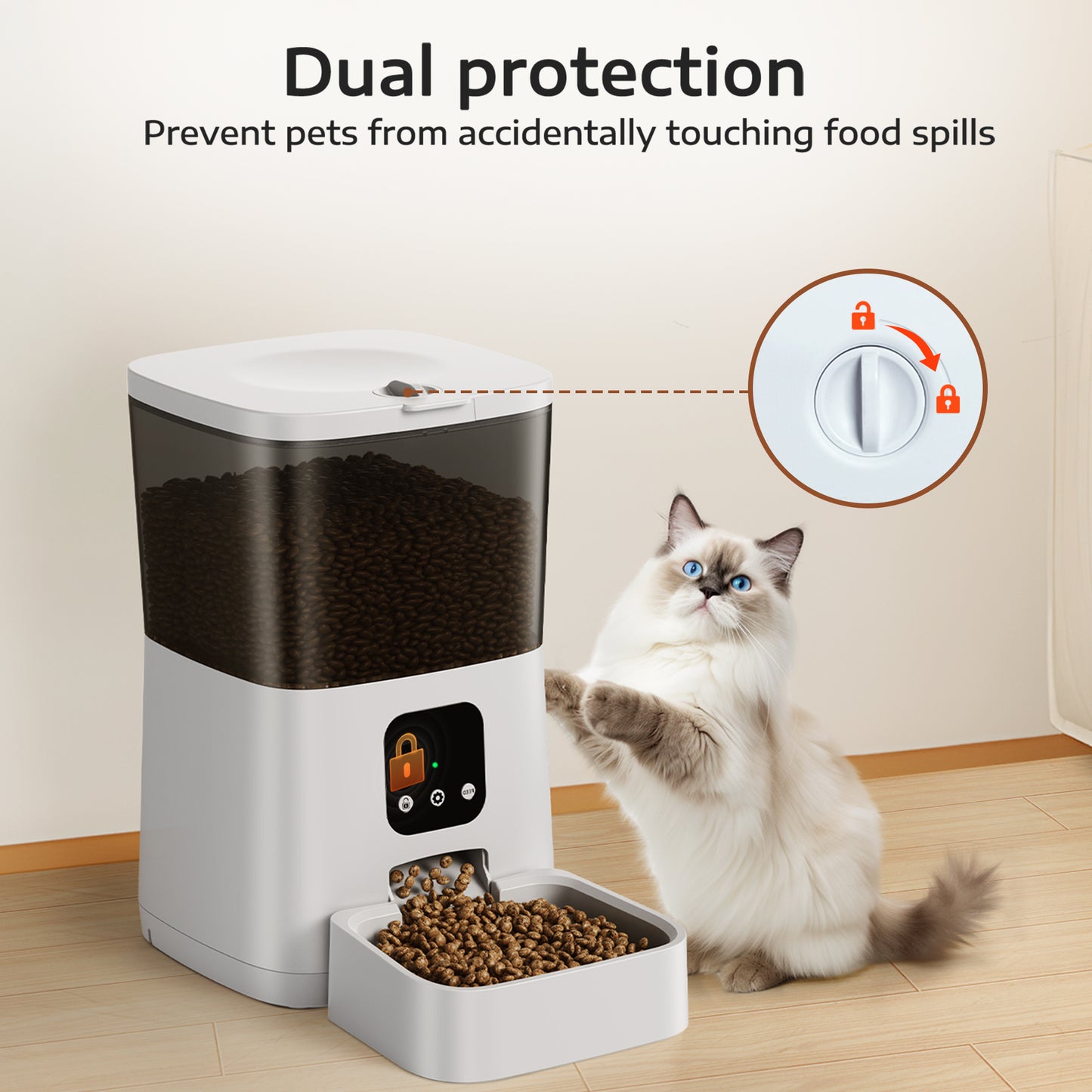 Zoolike WIFI Automatic Cat Feeder with APP Remote Feeding, Smart Service for Cats and Dogs, 5L, White