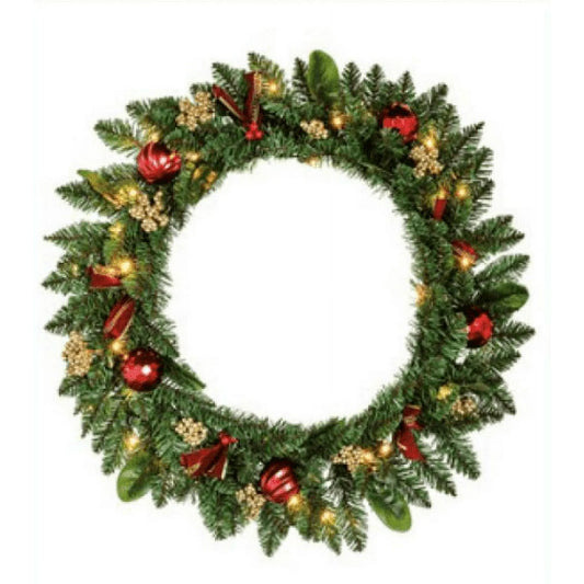 Yexmas 24in Pre-Lit Battery Powered Christmas Wreath