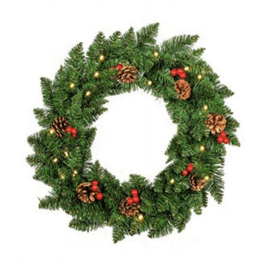 Yexmas 24in Pre-Lit Battery Powered Christmas Wreath