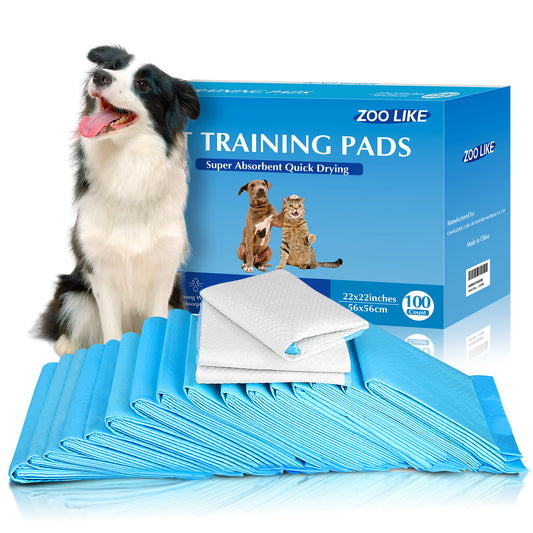 Zoolike Training Pads, Disposable Dog Pee Pads, Super Absorbent, 22"x 22", 100 Pcs