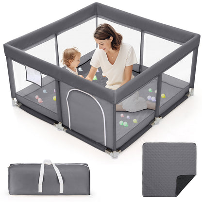 TEAYINGDE Baby Playpen Large Play Yard Fence With Mat for Toddlers, 50"x50"