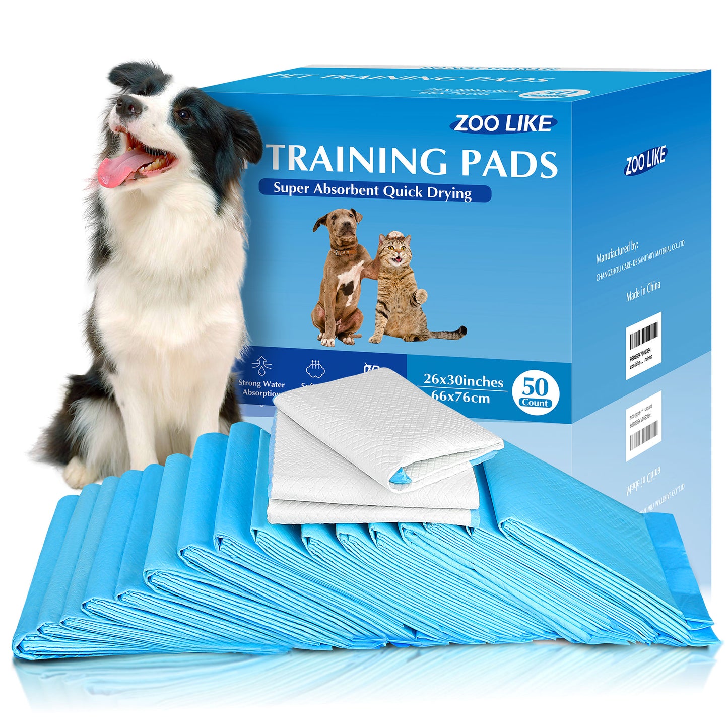 Zoolike Training Pads, Disposable Dog Pee Pads, Super Absorbent, 22"x 22", 100 Pcs