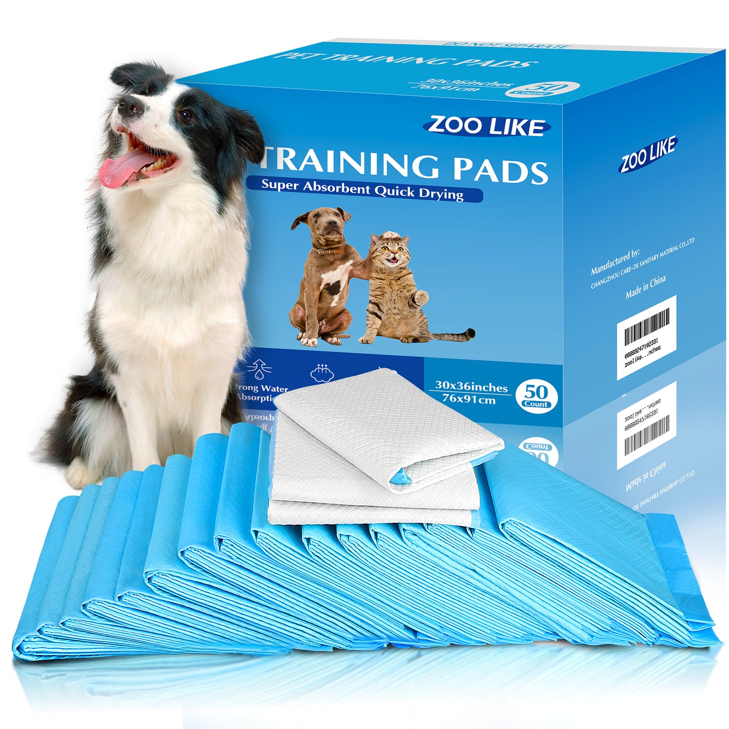 Zoolike Training Pads, Disposable Dog Pee Pads, Super Absorbent, 22"x 22", 100 Pcs