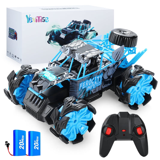 Yexmas 1:16 Scale 4WD Explosive Wheel RC Cars, Remote Control Car，2.4GHz 360° Rotation RC Monster Truck Toy Gifts for 4+ Boys & Girls