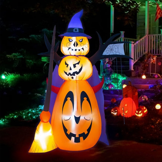 Yexmas 6 FT Inflatable Halloween Pumpkins Stack Holiday Decor - Spooky Blow-Up Yard Decorations with Built-in LED Lights - Orange Halloween Inflatable