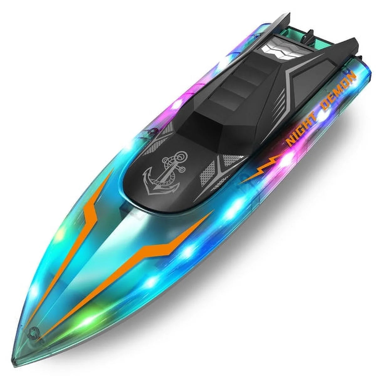 Yexmas RC Boat for Pools and Lakes, 2.4G 15+ MPH Fast Remote Control Boat with LED Lights, Racing Boats for Kids & Adults with 2 Rechargeable Battery,Gifts for Boys Girls (Blue)