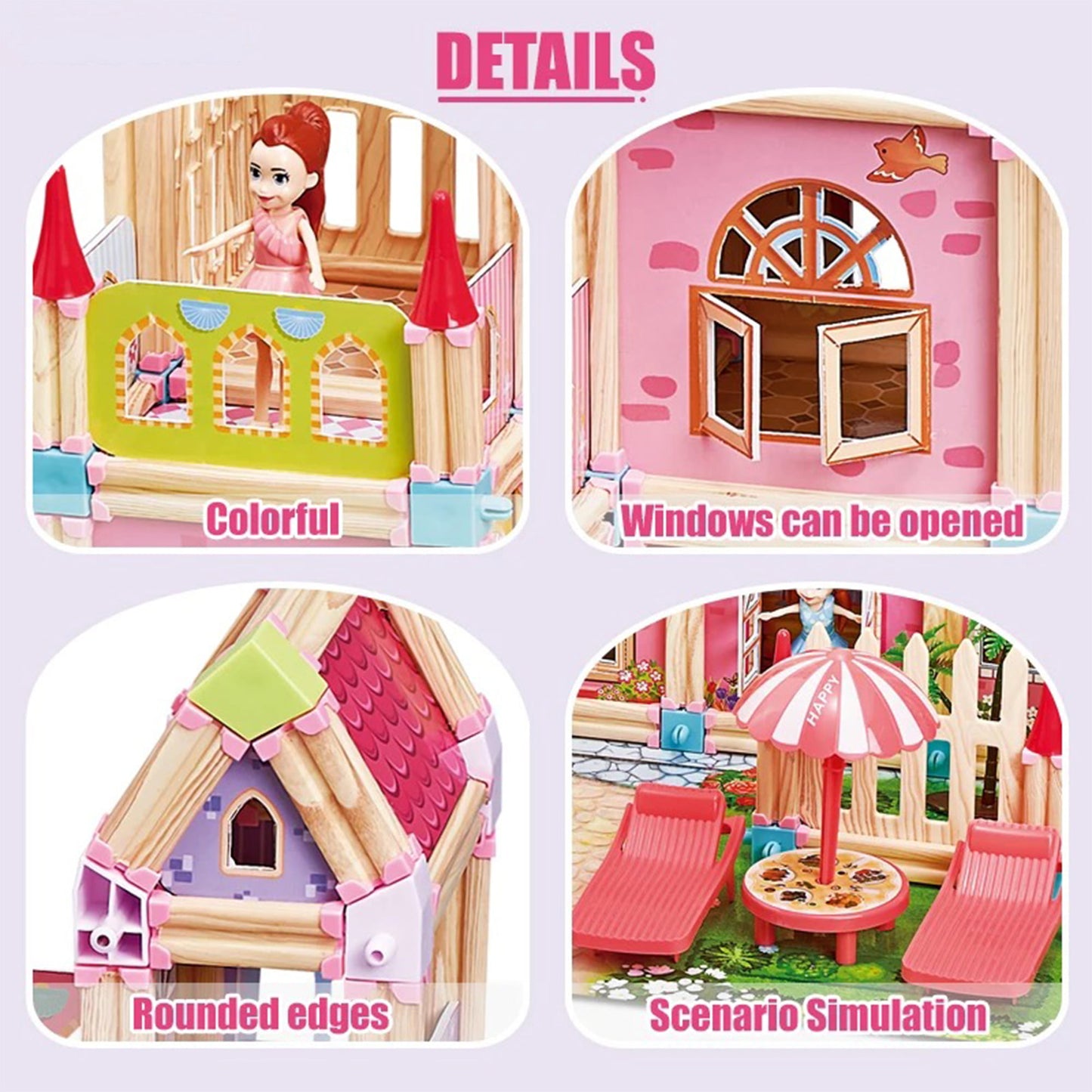 Yexmas 3D Wooden Castle Dollhouse Doll House Puzzles Kit for Kids Ages 6+ Boys & Girl Toy Building Sets- Playset Toy Figures & House playsets Miniature House kit-Playhouse Building Toys