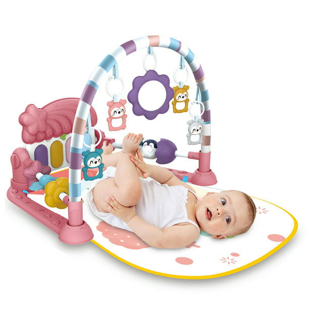 TEAYINGDE Baby Gym Play Mat 3 in 1 Fitness Rack with Music and Lights Fun Piano Baby Activity Center