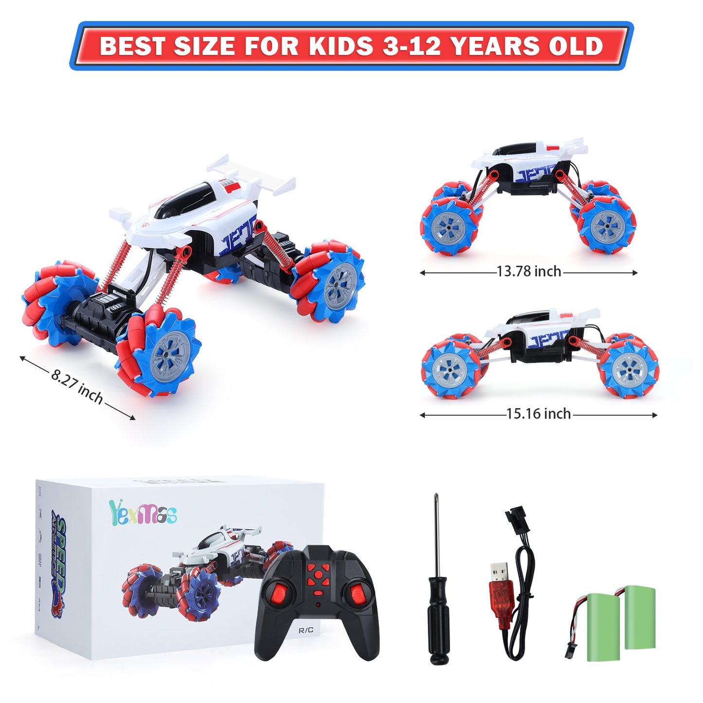 Yexmas 1:14RC Cars 4WD Drift Stunt Remote Control Car，RC Stunt Car，RC Car Toys Kids Gift Prensent for Boy Girl Birthday Chirstams Party