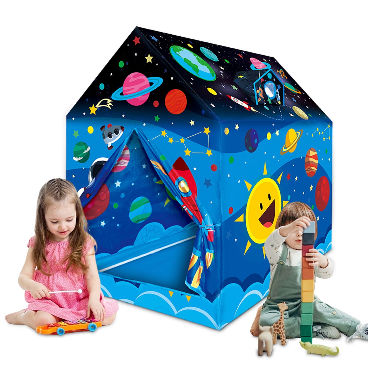 Yexmas Kids Play Tents Ice Cream House Play Tent for Boys Girls Toys for Indoor and Outdoor Portable Games Children Playhouse with Roll-up Door and Windows,Best Gift Christmas Birthday