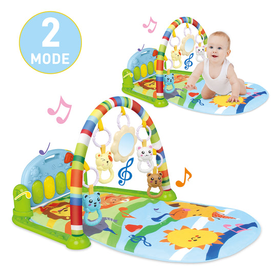 TEAYINGDE 3 in 1 Foldable Baby Kid Play Gym Mat, Kick and Play Piano Play Gym ,Musical Activity Fitness Gym for 0-3 Year Boys and Girls Tummy Time