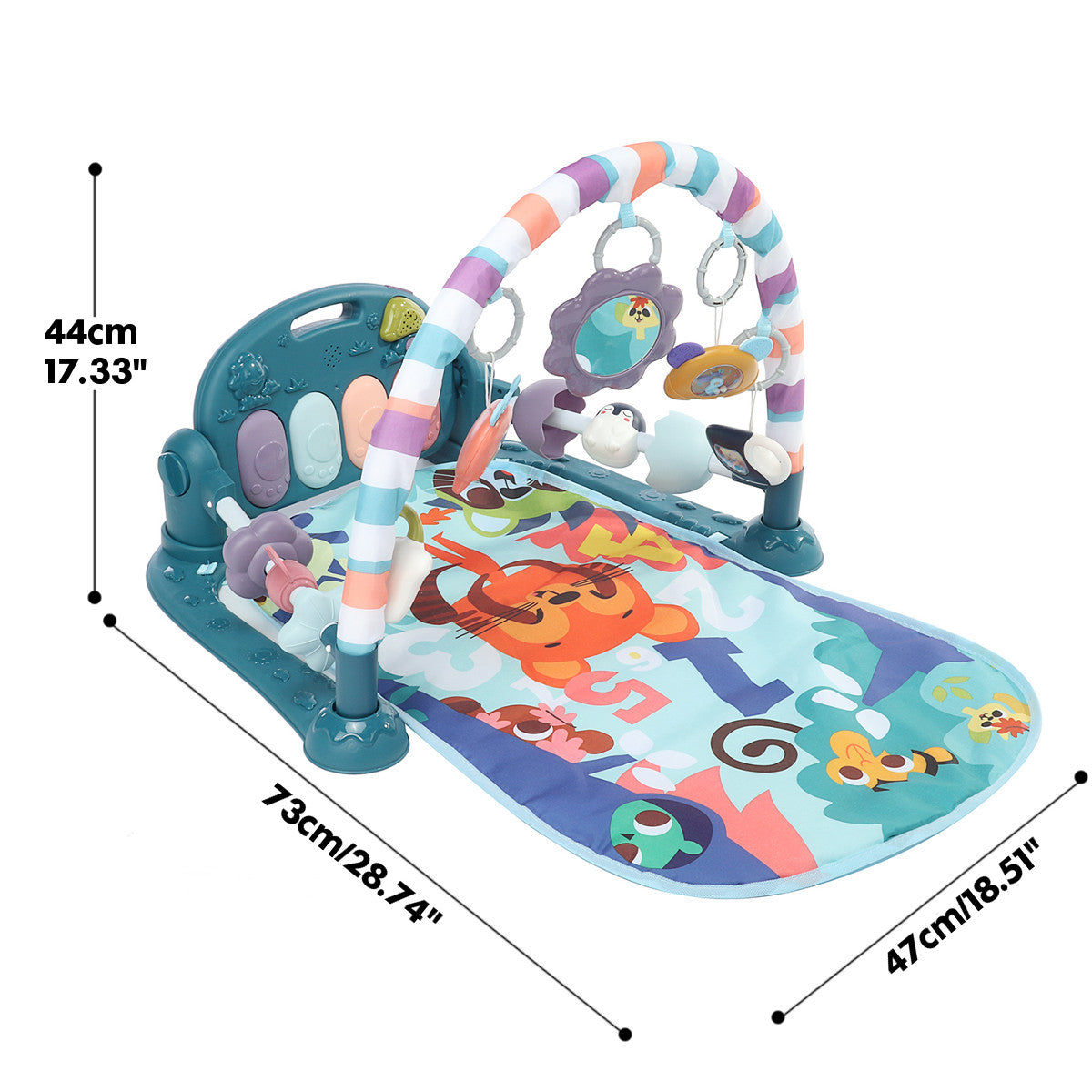 TEAYINGDE Baby Gym Play Mat 3 in 1 Fitness Rack with Music and Lights Fun Piano Baby Activity Center