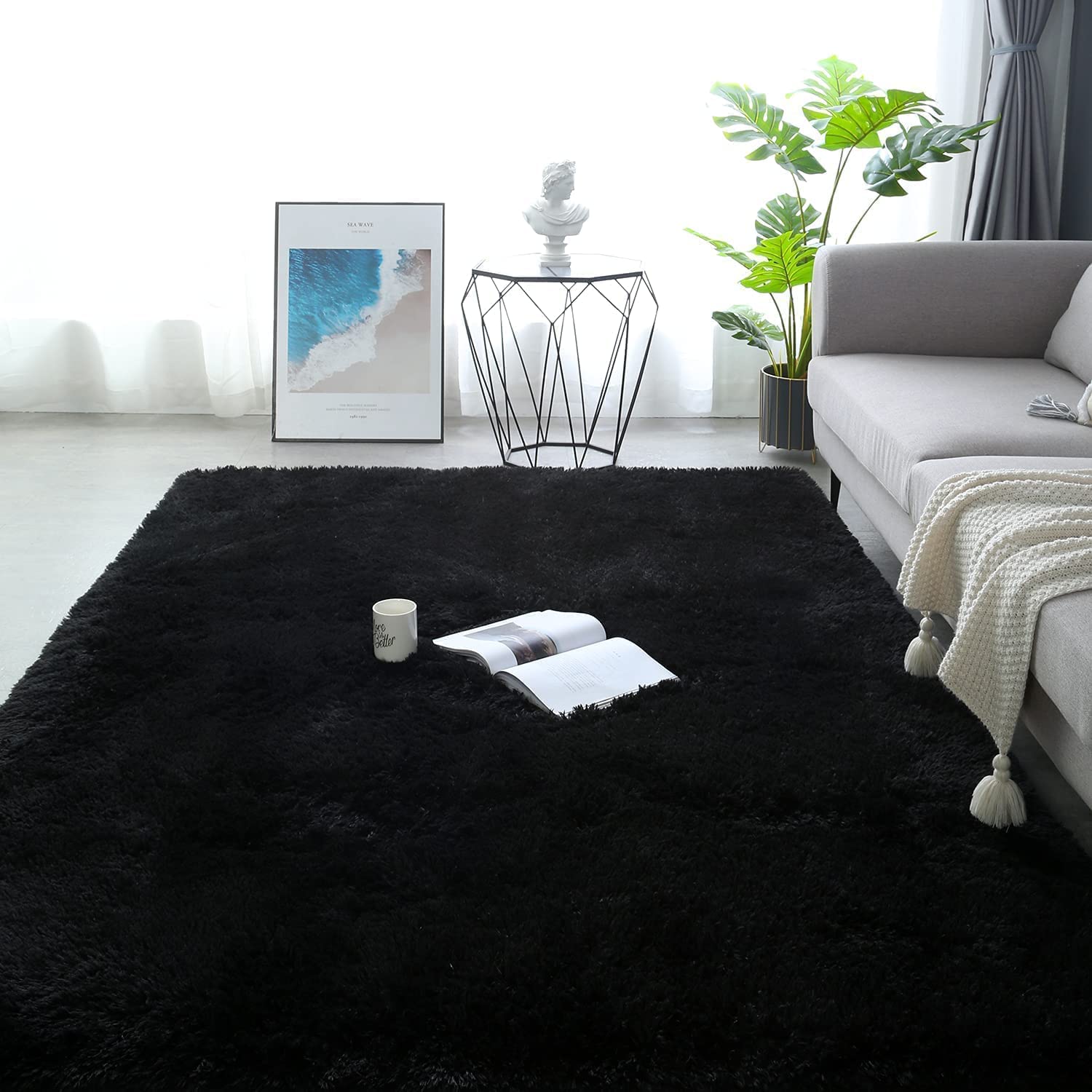 Super Soft Indoor Modern Rugs Fluffy Rugs,Anti-Skid Washable Shaggy Area  Rug, for Living Room Dining Room Home Bedroom Carpet Floor