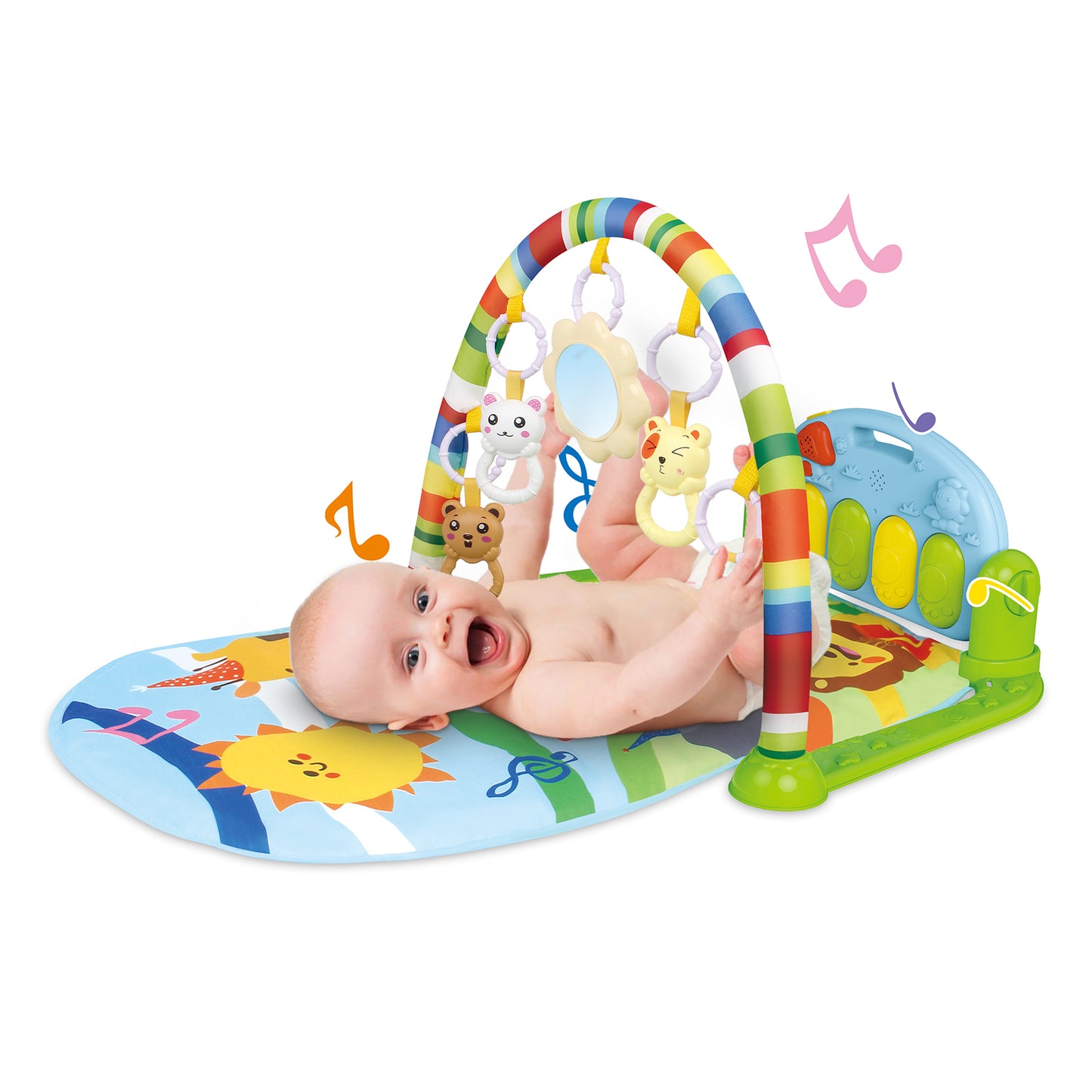 TEAYINGDE 3 in 1 Foldable Baby Kid Play Gym Mat, Kick and Play Piano Play Gym ,Musical Activity Fitness Gym for 0-3 Year Boys and Girls Tummy Time