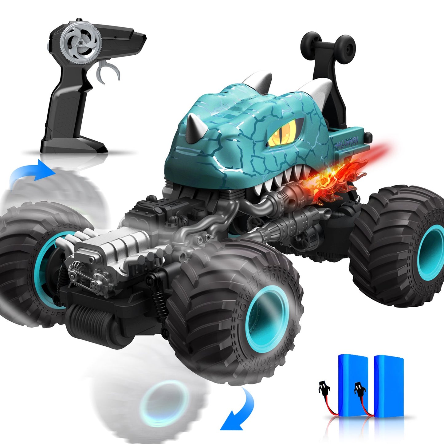Rc carro monster trucks para meninos dinossauro brinquedos 1:15